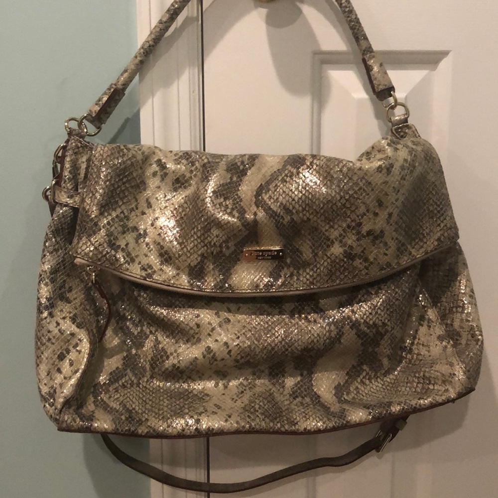 Kate Spade slouchy metallic snakeskin print bag